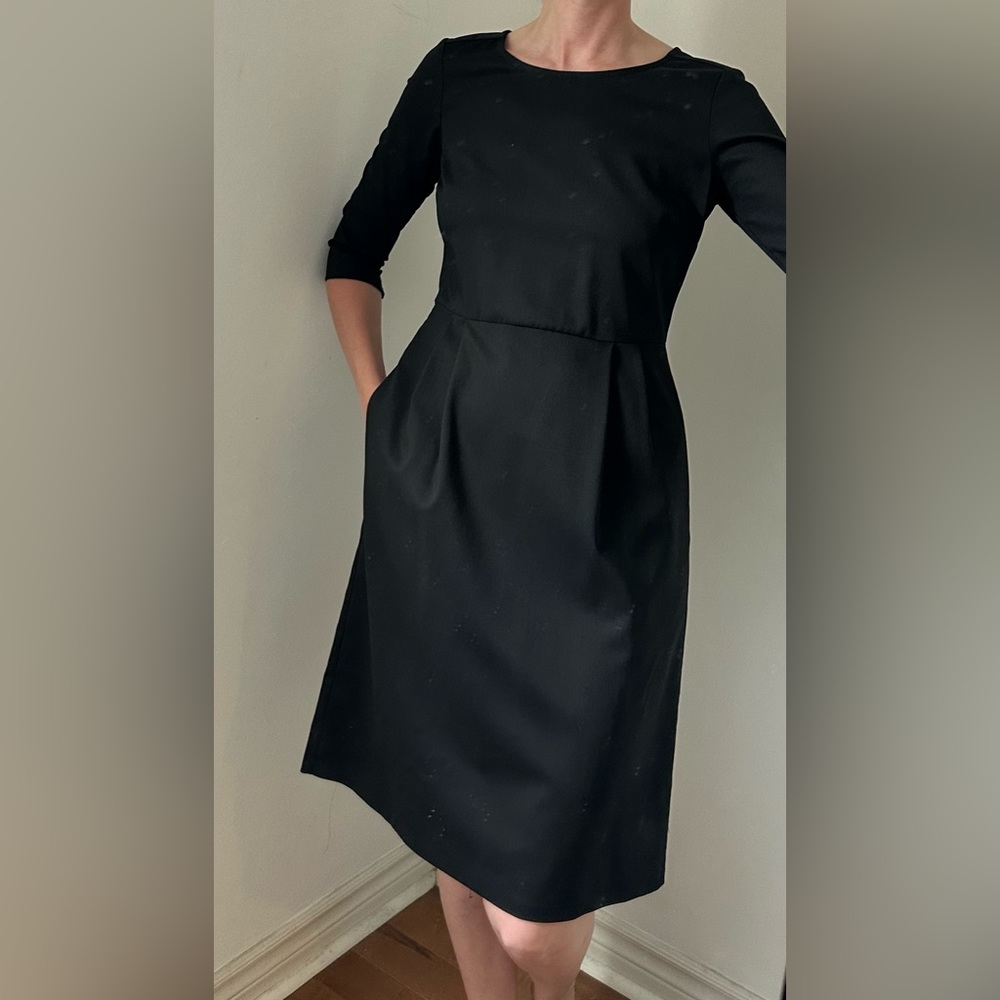 Creatures of Comfort black xs wool work sheath a-line with pockets dress
